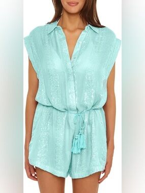 Isabella Rose Aqua Swim Cover Up Romper sz M